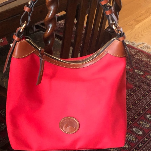 Dooney & Bourke Red Canvas Hobo Shoulder Bag - Picture 2 of 15